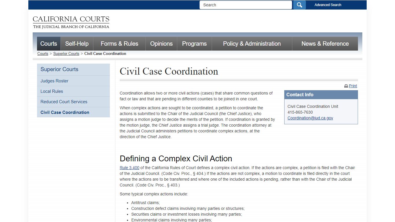 Civil Case Coordination - superior_courts - California